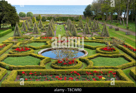 Garden at Dunrobin Castle on the North Coast 500 scenic driving route in northern Scotland, UK