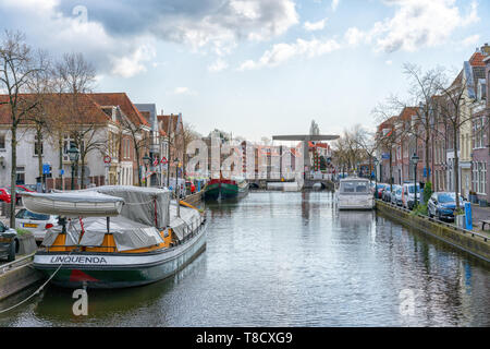 Alkmaar, the Netherlands - April 12, 2019: The old city centre of Alkmaar in North-Holland in the Netherlands. Also known as the city of cheese. Stock Photo