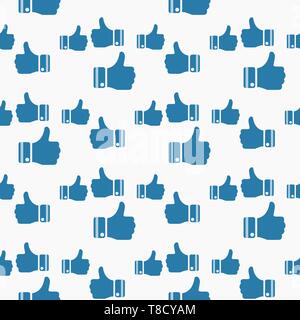 Like icon seamless pattern background. Business flat vector illustration. Thumb up sign symbol pattern. Stock Vector