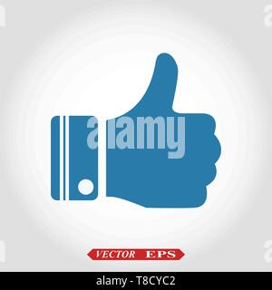Thumb Up vector icon. Style is flat symbol, cobalt color, rounded angles, white background. Stock Vector