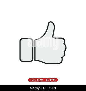 Thumb Up vector icon. Style is flat symbol, cobalt color, rounded angles, white background. eps10 Stock Vector