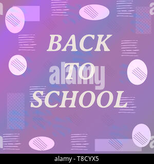 Pale purple background with white text Back to school with geometry objects. Stock Photo