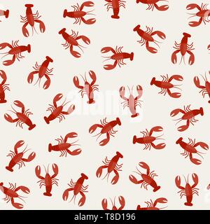 Lobster seamless pattern. Stock Vector