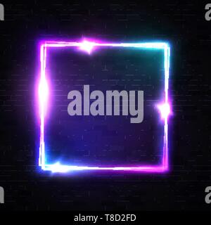 Realistic 3d square neon sign for decoration flyer Stock Vector