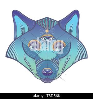 Vector illustration of wolf's head. Vector poster with wolf in geometric style. Stock Vector