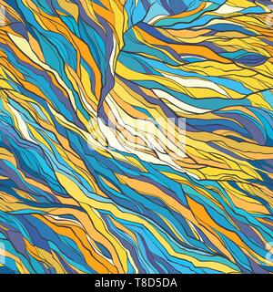 Vector color abstract hand-drawn seamless pattern. Natural motifs. Tileable backdrop for textile, paper, background design. Stock Vector