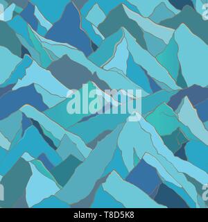Seamless vector pattern with mountains landscape. Design backdrop Stock Vector