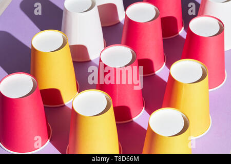 upterned cups on the table, close up photo. collection, hobby concepts, Montessori's methods Stock Photo