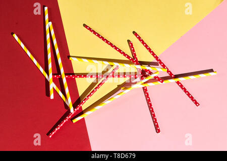 a pile of creative straws on the table, design Stock Photo