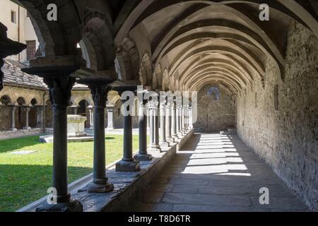 Italy, Aosta Valley, the city of Aoste, the collegiate church holy bear, the primitive convent of 1133 Stock Photo