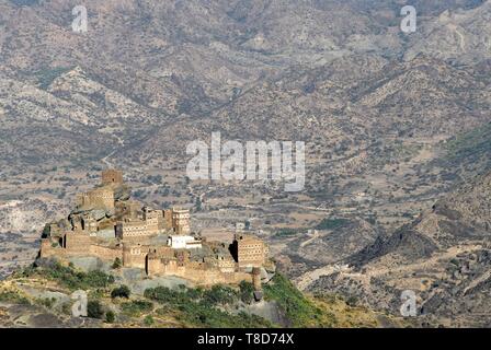 Yemen, Sana'a Governorate, Jabal Haraz, village Stock Photo