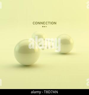 Business vector illustration. White glossy spheres. Connection, communication, interaction concept. Stock Vector