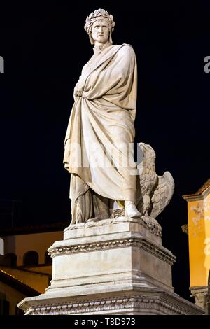 Italy, Tuscany, Florence, historic centre listed as World Heritage by UNESCO, piazza Santa Croce, Monument to Dante Alighieri