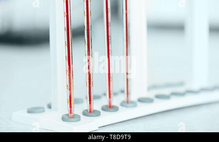 blood samples for analytical testing, focus on foreground. general blood analysis Stock Photo