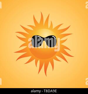 vector logo human sun with sunglasses Stock Vector