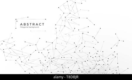 Abstract particle background. Mess network. Atomic and molecular pattern. Nodes connected in web. Vector illustration isolated on white background Stock Vector