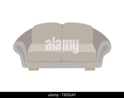 Sofa and couch gray colorful cartoon illustration vector. Comfortable lounge for interior design isolated on white background. Stock Vector