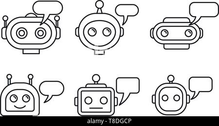 Chatbot ai icons set. Outline set of chatbot ai vector icons for web design isolated on white background Stock Vector