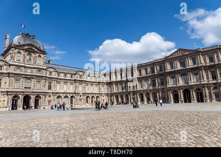 The Cour Carree (square courtyard) of the Louvre Palace in Pari Stock Photo
