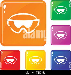 Safety glasses icons set vector color Stock Vector
