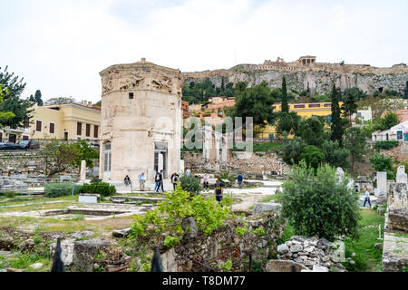 Athens, Greece - 25.04.2019: View of The Horologion of Andronikos Of Kyrrhos in the Roman Agora, Monastiraki District, Athens Stock Photo