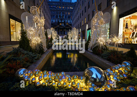 Christmas Decorations at Rockefeller Center Stock Photo