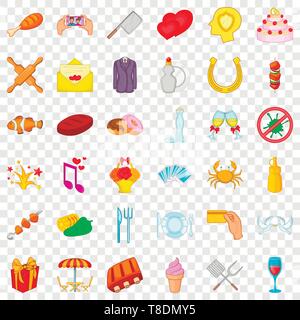 Holiday icons set, cartoon style Stock Vector