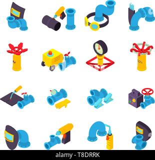 Welding icons set, isometric style Stock Vector