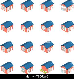 Window icons set, isometric style Stock Vector