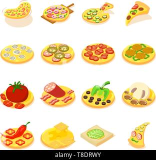 Homemade pizza icons set, isometric style Stock Vector Image & Art - Alamy