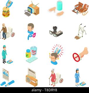 Diabetic icons set, isometric style Stock Vector