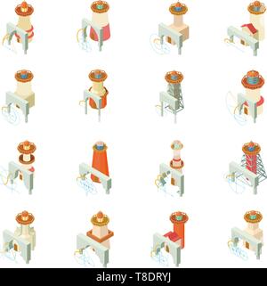 Arche lighthouse icons set, isometric style Stock Vector
