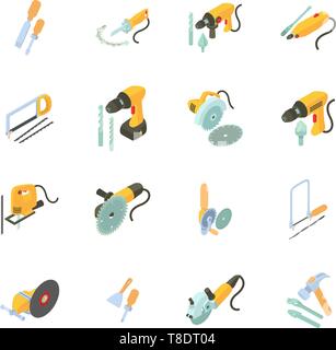 Toolkit icons set, isometric style Stock Vector