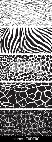 Animal wildlife black and white background Stock Vector