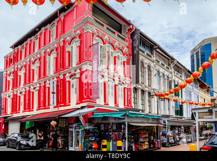 Colourful Buildings, Chinatown, Singapore, South East Asia Stock Photo
