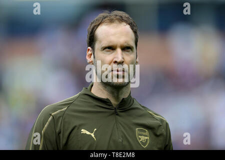 Burnley, UK. 12th May, 2019. Arsenal Goalkeeper Petr Cech looks on prematch. Premier League match, Burnley v Arsenal at Turf Moor in Burnley, Lancashire on Sunday 12th May 2019.  this image may only be used for Editorial purposes. Editorial use only, license required for commercial use. No use in betting, games or a single club/league/player publications. Credit: Andrew Orchard sports photography/Alamy Live News Stock Photo