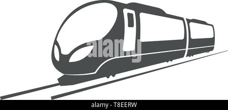 Vector fast train, locomotive, railway transport symbol. Stock Vector