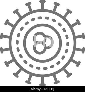Bacteria, virus, microbes, unicellular line icon. Isolated on white background Stock Vector