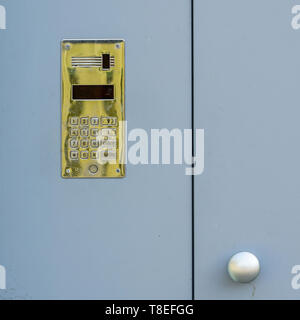 access control door box with numeric keypad on grey background Stock Photo