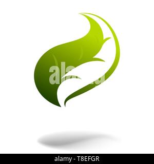 Logo icon of green leaf for ecology, medical or other design. Stock Vector