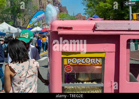 Local people buying popcorn at Weekend market, woodside, queens, Queens, New York, , ny, united states of america, usa Stock Photo