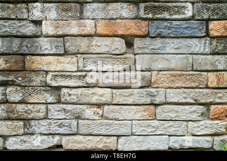 close up of an old grunge brick wall background , texture Stock Photo