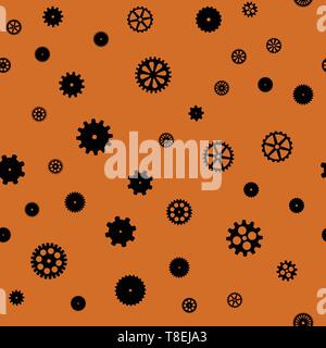 abstract vector black flat gears seamless pattern Stock Vector