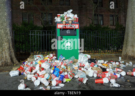 Overflowing Garbage Bin Stock Photo