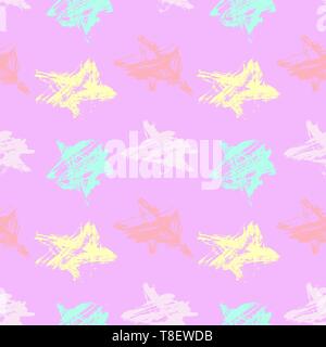 Hand drawn grunge stars seamless pattern. Modern ink background. Dry brush print with stars for decoration. Vector illustration. Stock Vector
