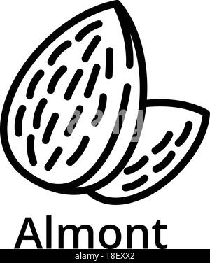 Almond icon. Outline almond vector icon for web design isolated on white background Stock Vector
