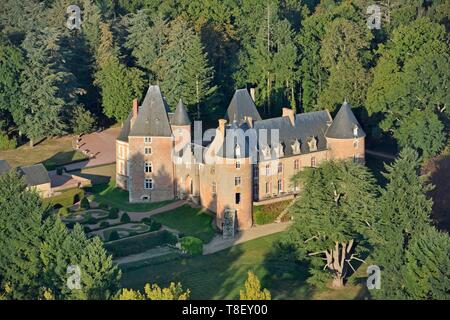 France, Cher, Berry, Chateau de Blancafort, the Jacques Coeur road (aerial view) Stock Photo