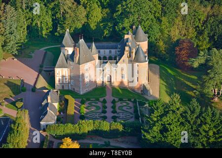 France, Cher, Berry, Chateau de Blancafort, the Jacques Coeur road (aerial view) Stock Photo