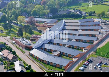 France, Eure, Hacourt, the city, retirement home (aerial view)