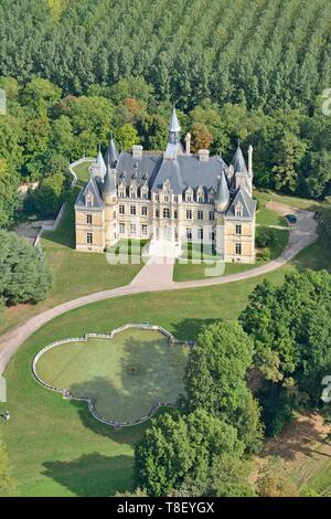 France, Marne, Boursault, the wine producing castle commissioned by Veuve Clicquot (aerial view) Stock Photo